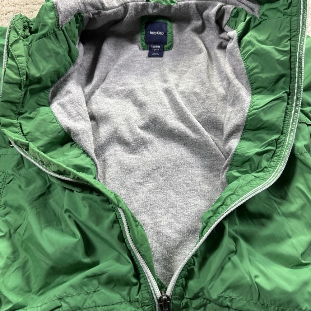 Baby Gap Green wind buster jersey lined hooded jacket‎ 2 Years